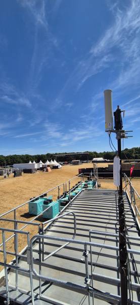 Pont Wi-Fi point à multipoint au Sunska Festival. Notre technologie permet de couvrir des hectares de terrain sans le moindre câble au sol.